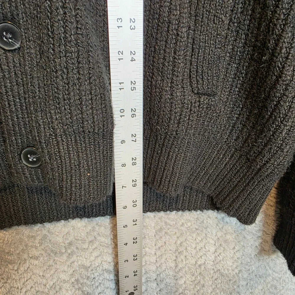 Banana Republic Mens XL Black Ribbed Shawl Collar Button Cardigan Sweater